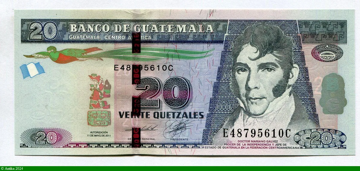 20 Quetzales Dct Mariano Galvez