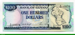 100 Dollars Carte de Guyana Sig 12