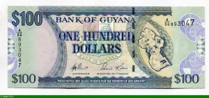 100 Dollars Carte de Guyana