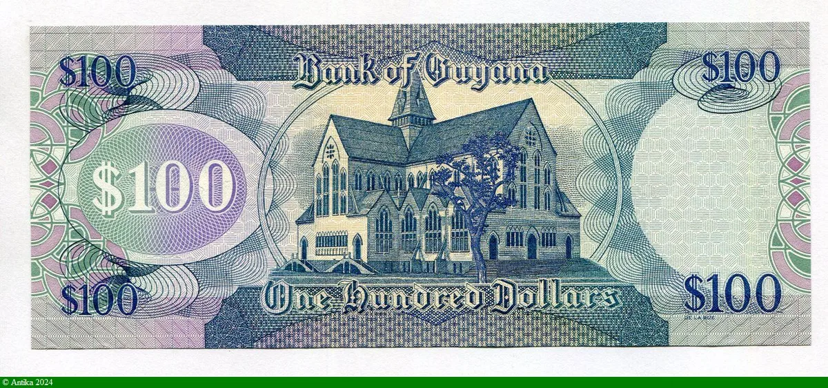 100 Dollars Carte de Guyana
