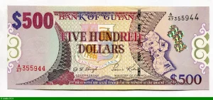 500 Dollars Carte de Guyana