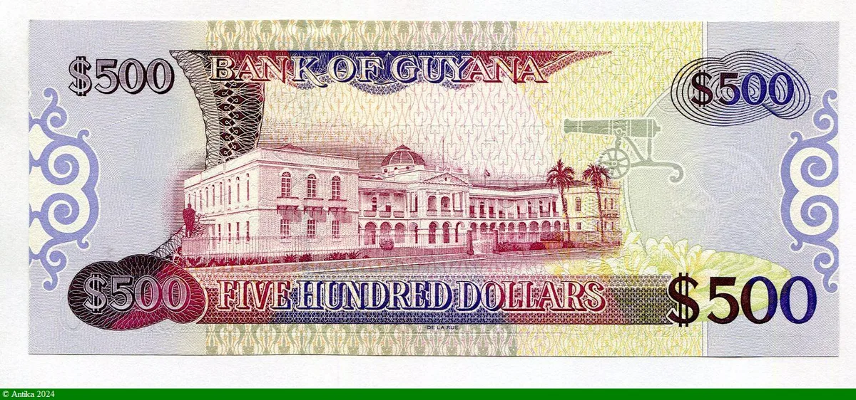 500 Dollars Carte de Guyana