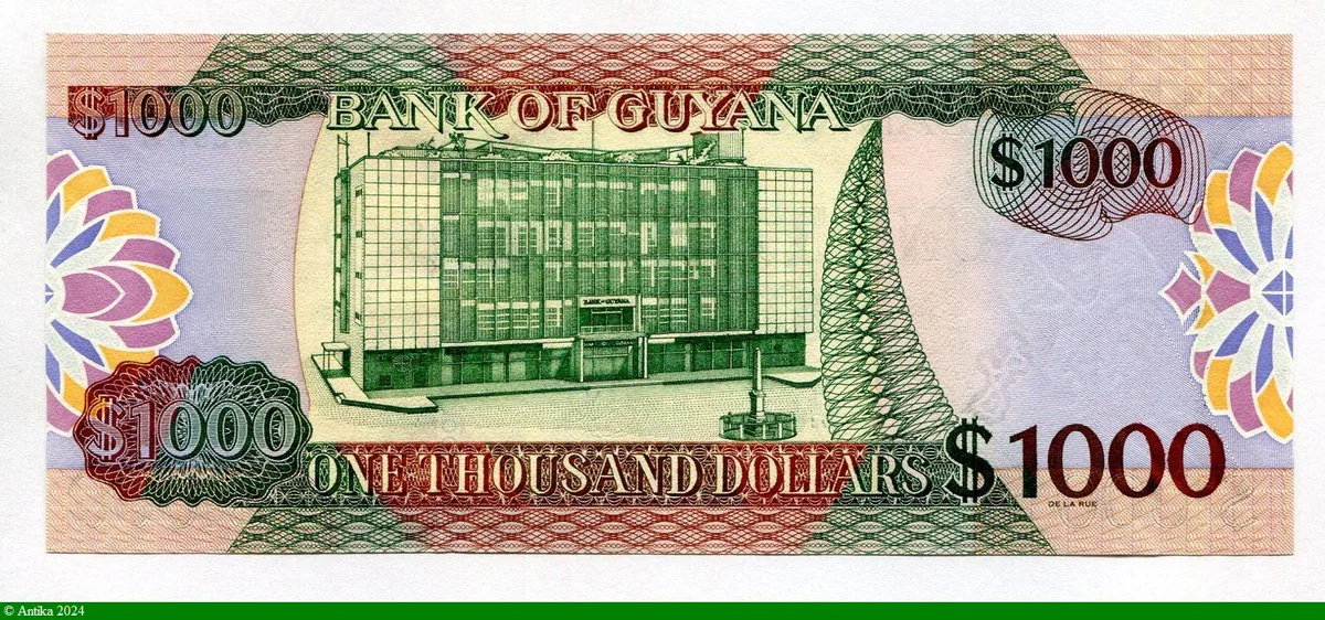 1000 Dollars Carte de Guyana