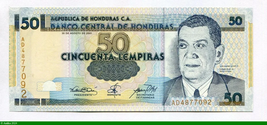 50 Lempiras Manuel Galvez Duron