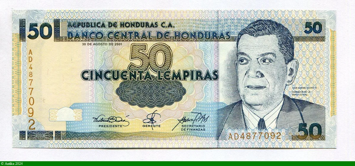 50 Lempiras Manuel Galvez Duron