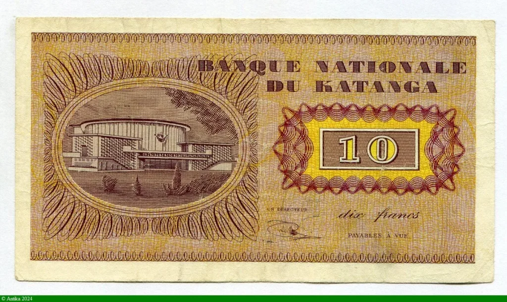 10 Francs Président Moise Tschombe RARE
