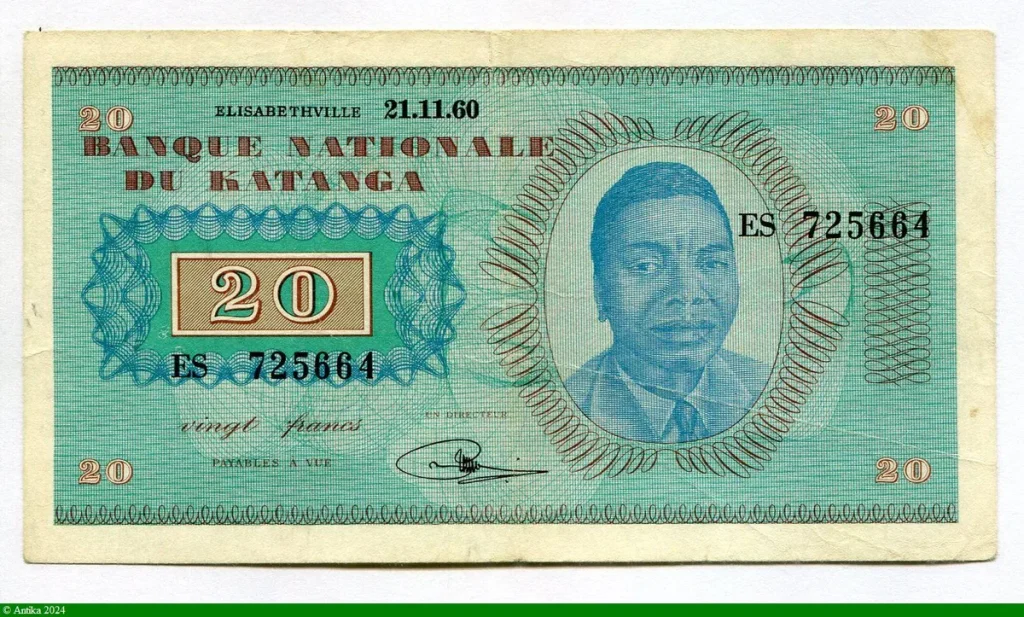 20 Francs Président Moise Tschombe RARE