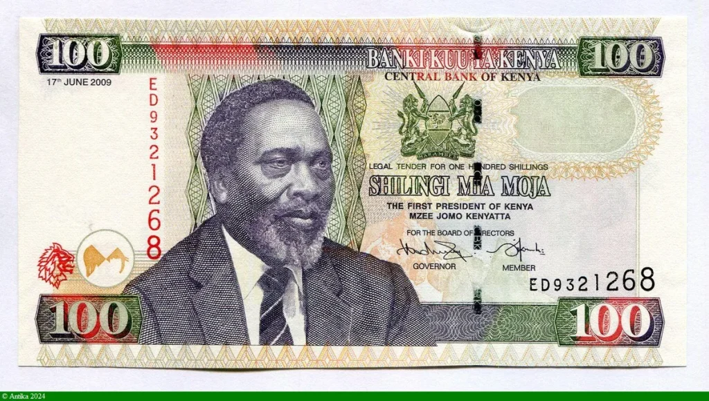 100 Shilingi Buste du président Mzee Jomo Kenyatta
