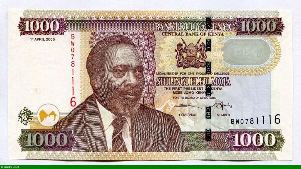 1000 Shilingi Buste du président Mzee Jomo Kenyatta