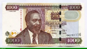 1000 Shilingi Buste du président Mzee Jomo Kenyatta