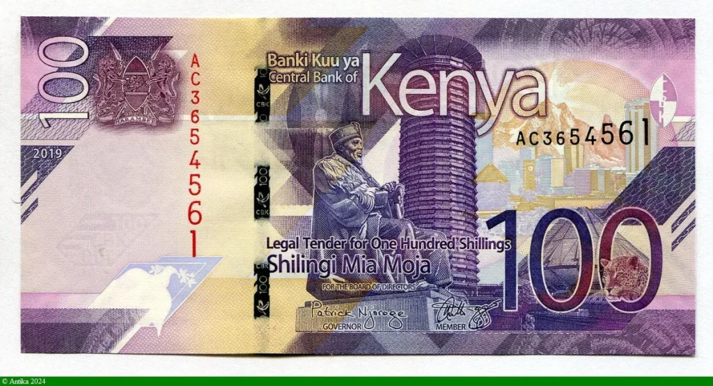 100 Shilingi Statue de Kenyatta