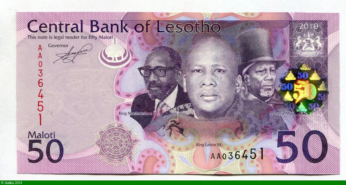 50 Maloti Les 3 Rois Moshoeshoe I & II & Letsie II