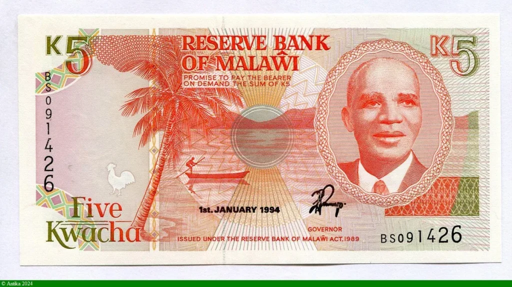 5 Kwacha Président Dct Hastings Kamuzu Banda