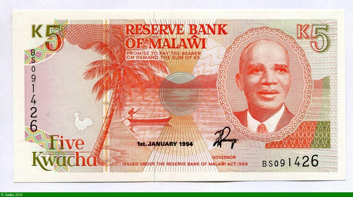 5 Kwacha Président Dct Hastings Kamuzu Banda