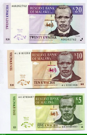 Lot de 3 Billets 5/10/& 20 Kwacha Psdt Hastings