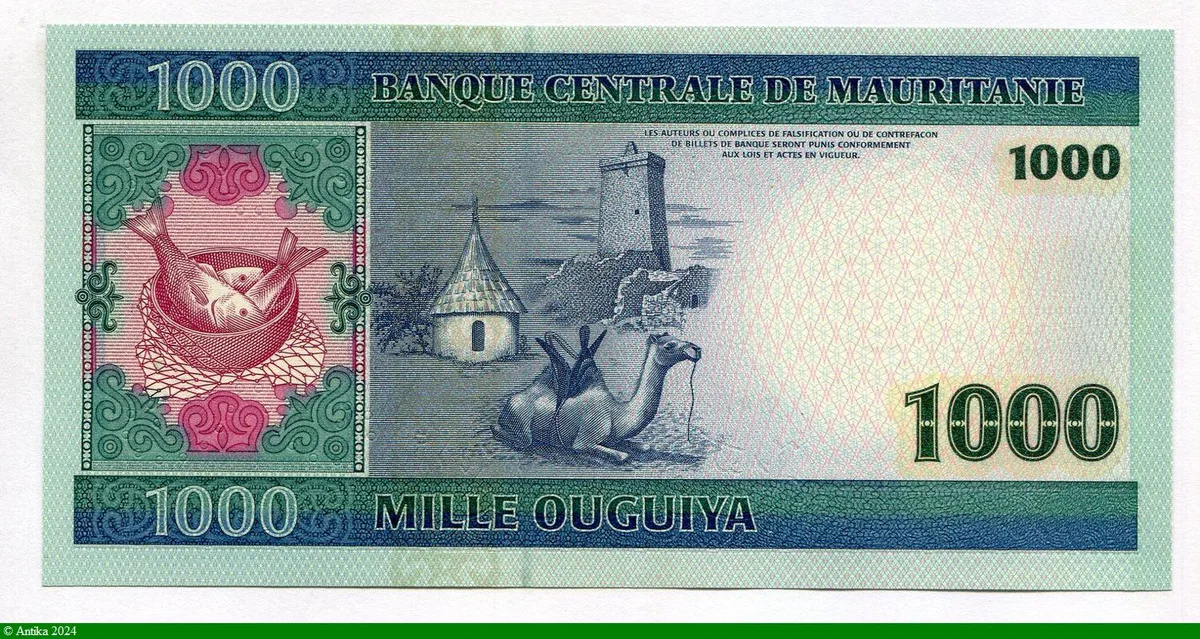 1000 Ouguiya Motifs Géométriques Poissons & Chameau