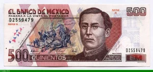 500 Pesos Ignacio Zaragoza & Cathédrale de Puebla RARETE Série B