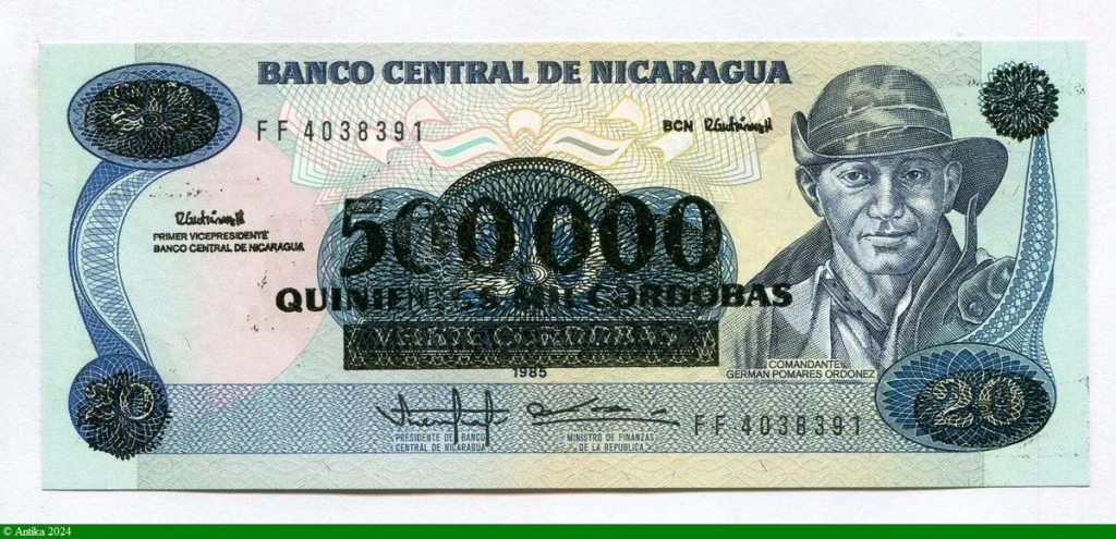 500 000 Cordobas s/20 Cordobas Commandant G.P Ordonez