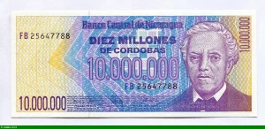 10 000 000 Cordobas Portrait du général José Dolores Estrada