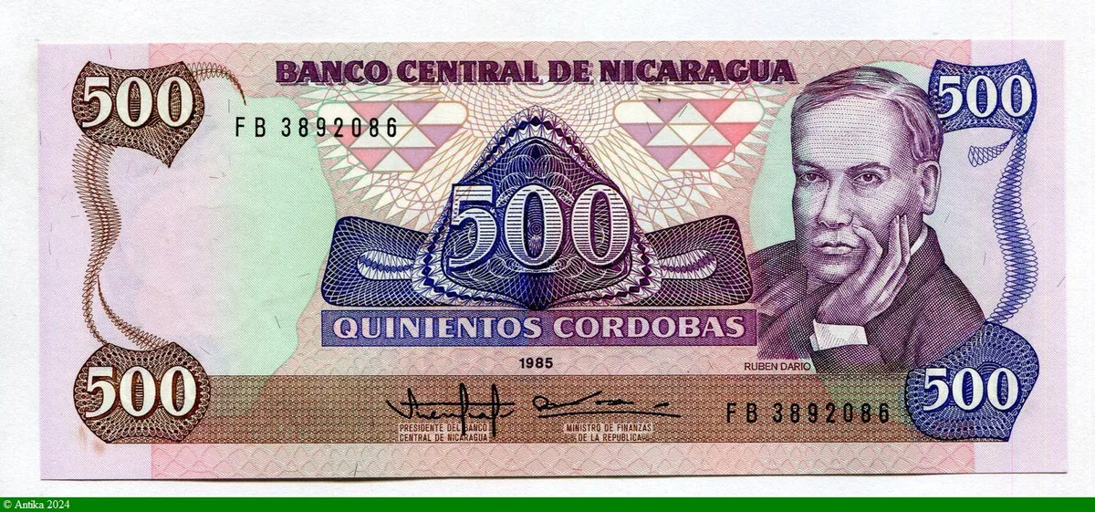 500 Cordobas Ruben Dario