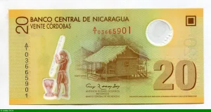 20 Cordobas Illustration d'une costa caribe, un type de hutte * *