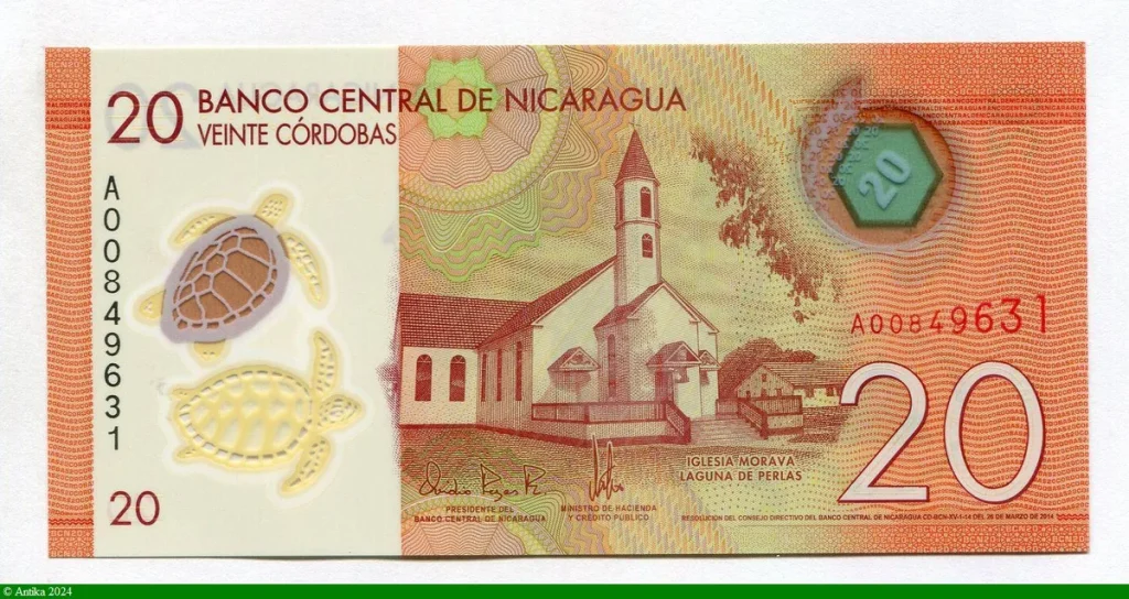 20 Cordobas Eglise Morava à Laguna de Perlas * *
