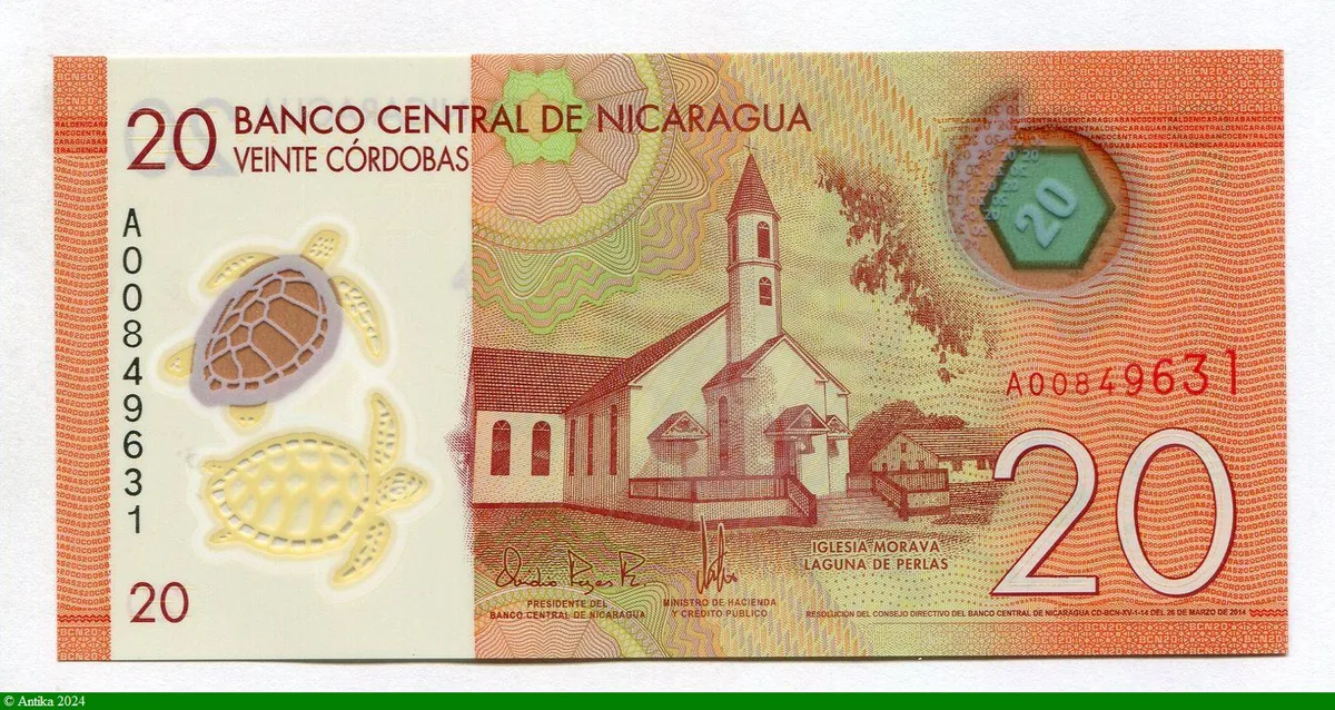 20 Cordobas Eglise Morava à Laguna de Perlas * *
