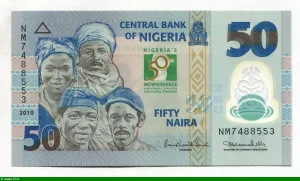 50 Naira Citoyens Nigérians Commémo: 50 ème Anniv de l' Indépendance