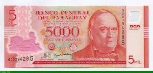 5000 Guaranies Don Carlos Antonio Lopez