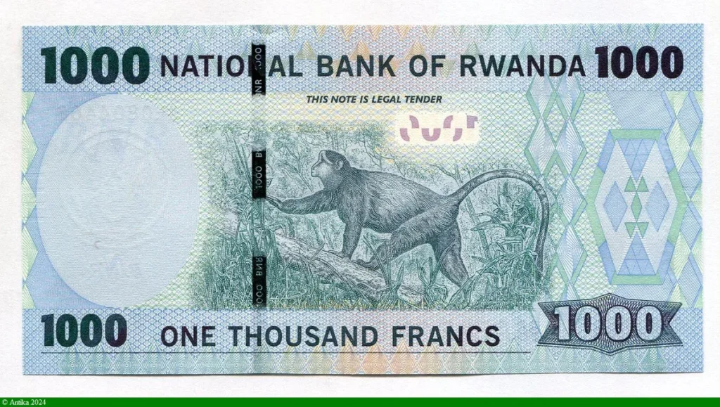 1000 Francs Bâtiments du Musée national du Rwanda & Singe * *