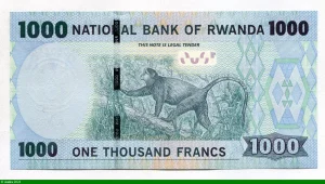 1000 Francs Bâtiments du Musée national du Rwanda & Singe * *