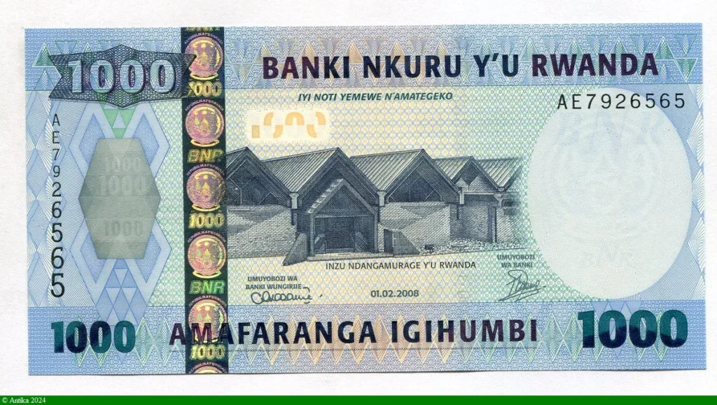 1000 Francs Bâtiments du Musée national du Rwanda & Singe