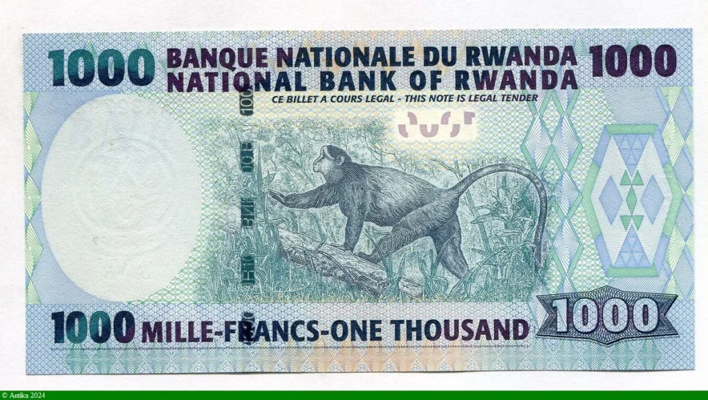 1000 Francs Bâtiments du Musée national du Rwanda & Singe