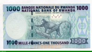 1000 Francs Bâtiments du Musée national du Rwanda & Singe