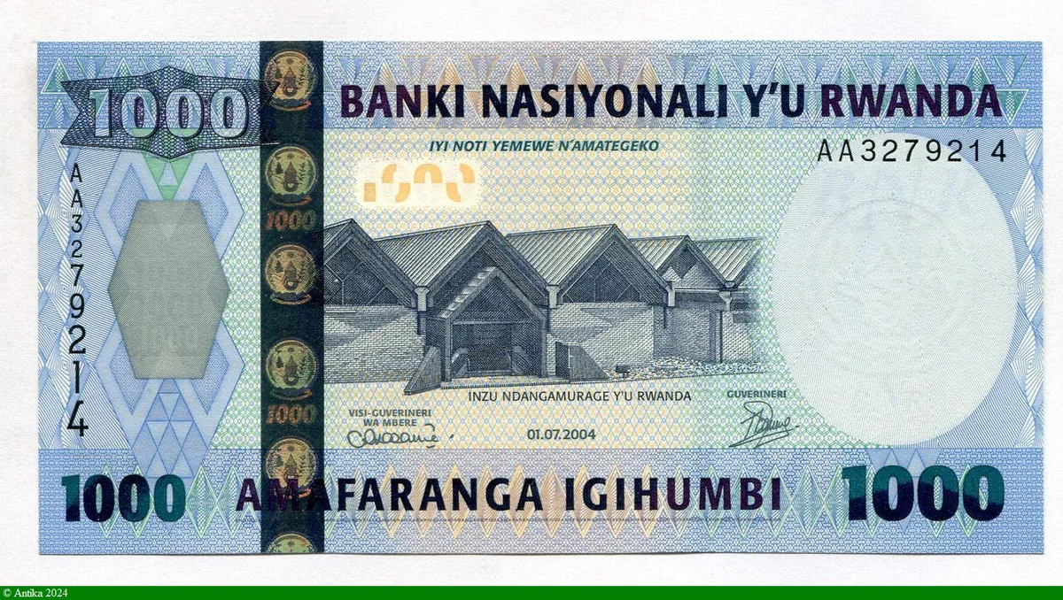 1000 Francs Bâtiments du Musée national du Rwanda & Singe