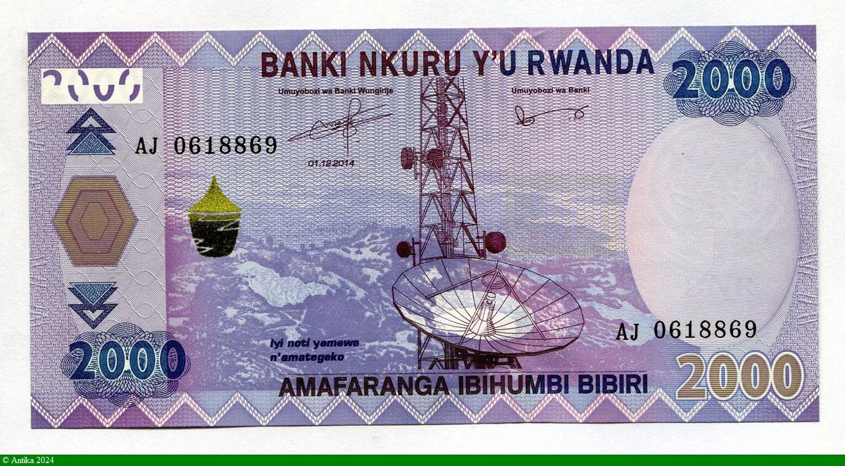 2000 Francs Antenne de communication et parabole & Grains de café
