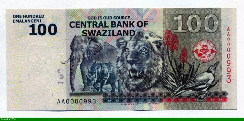 100 Emalangeni Roi Mswati III