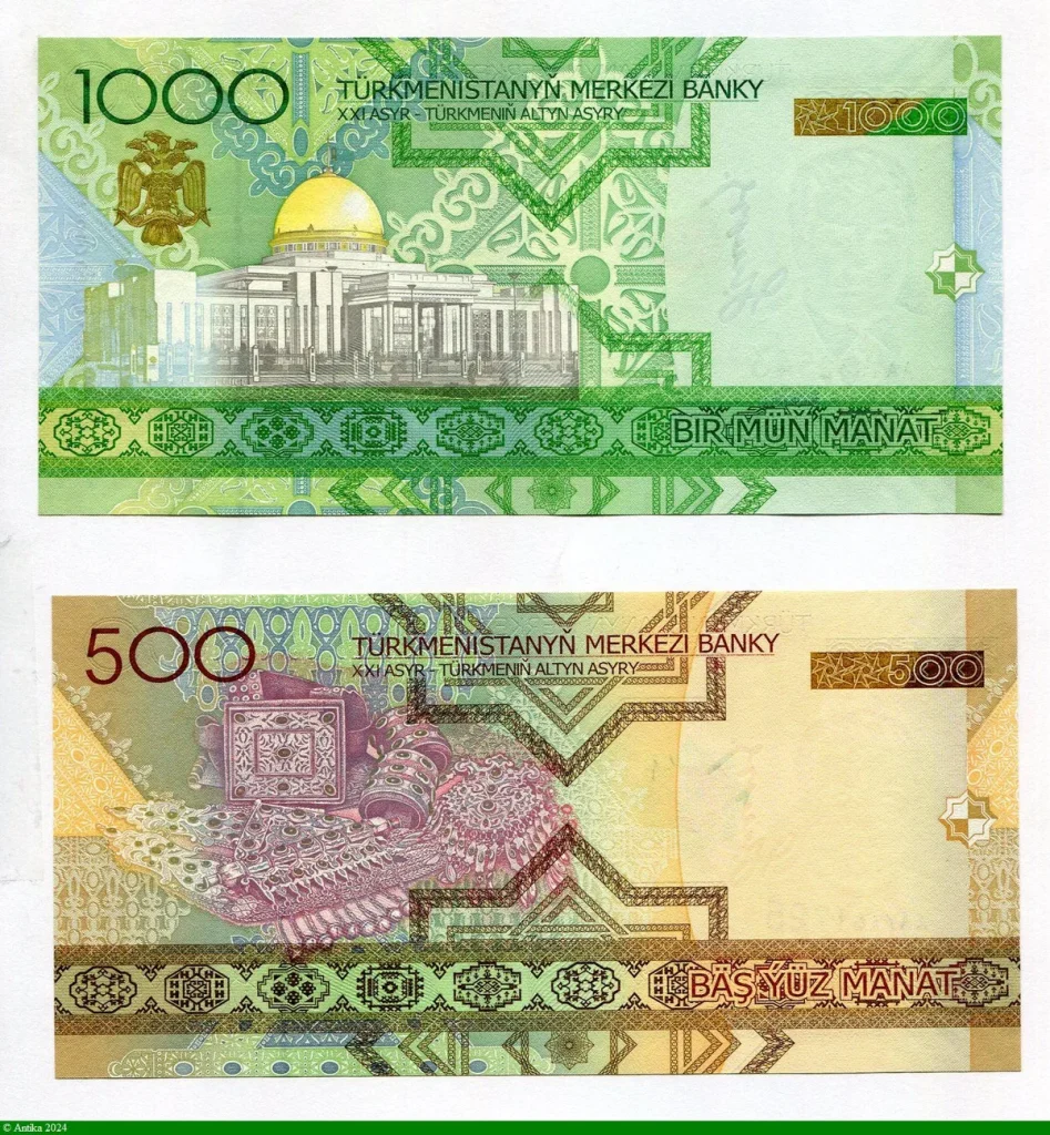 Lot de 2 Billets 500 & 1000 Manat Président S.Niazov