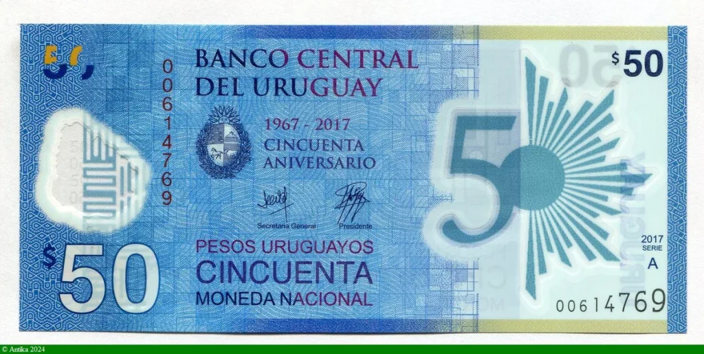 50 Pesos Uruguayos Commémo 50 ème Anniversaire * *