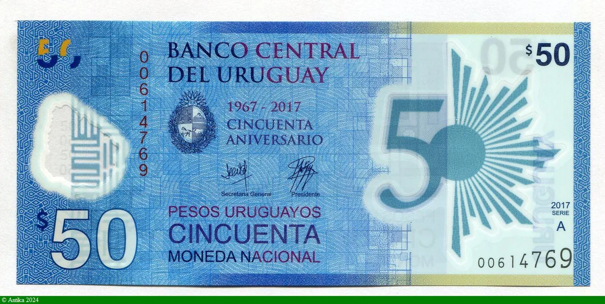 50 Pesos Uruguayos Commémo 50 ème Anniversaire * *