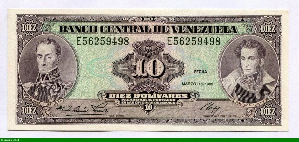 10 Bolivares Simon Bolivar