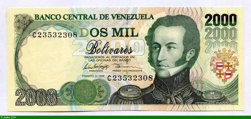 2000 Bolivares Simon Bolivar
