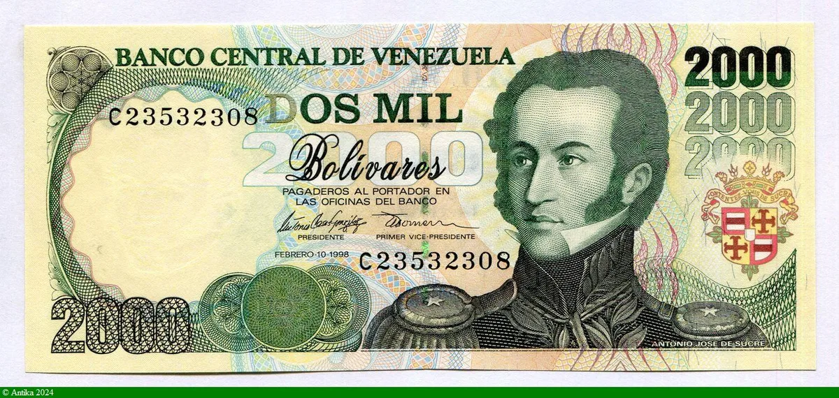 2000 Bolivares Simon Bolivar