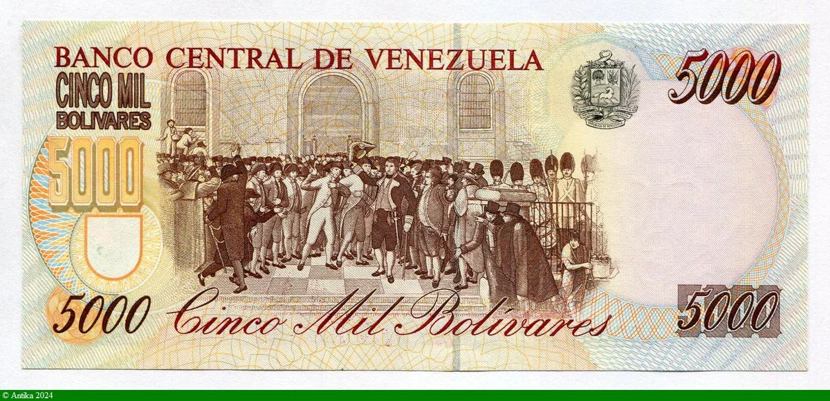 5000 Bolivares Simon Bolivar