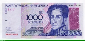 1000 Bolivares Simon Bolivar