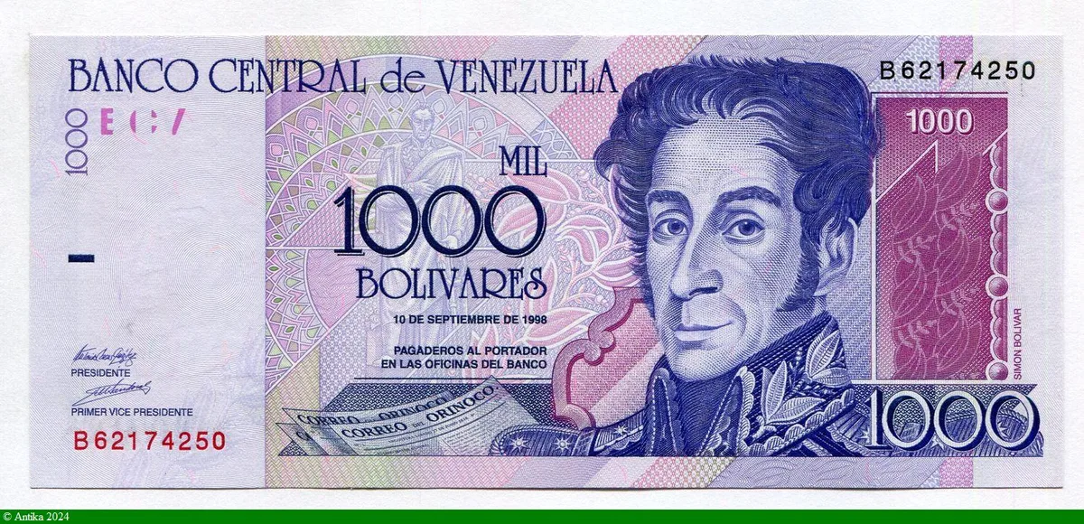 1000 Bolivares Simon Bolivar