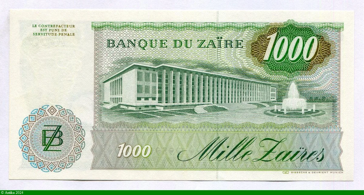 1000 Zaïres Mobutu & Léopard