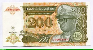 200 Nouveaux Zaires Mobutu & Léopard