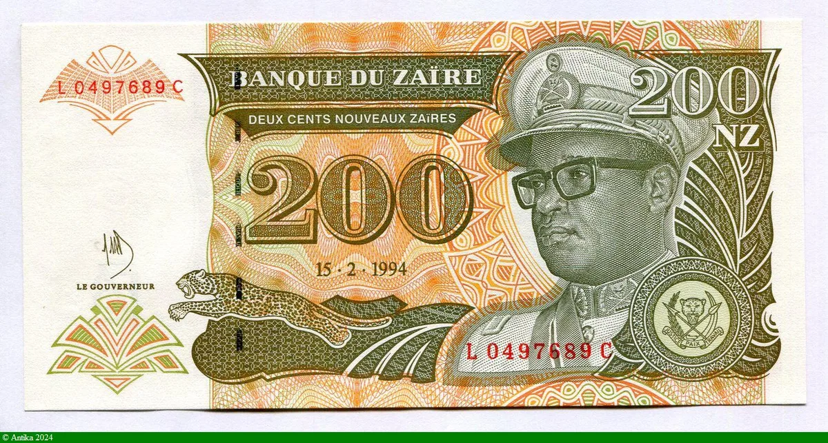 200 Nouveaux Zaires Mobutu & Léopard