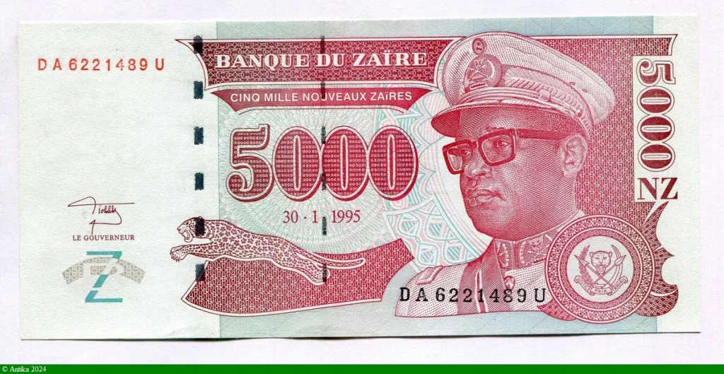 5000 Nouveaux Zaires Mobutu & Léopard